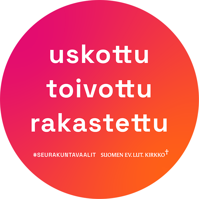 Pyöreä vaalilogo Uskottu Toivottu Rakastettu